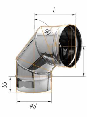 Колено Феррум угол 90° нержавеющее (430/0,5мм) ф115
